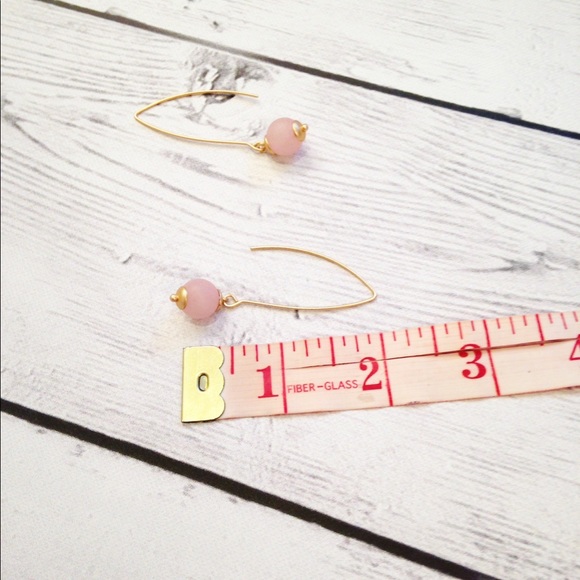 NWOT Pink Stone Threader Earrings - Picture 3 of 3