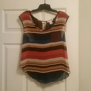 Striped sheer top with crossed open back