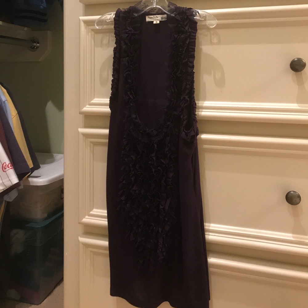 Purple tank with front ruffle detail