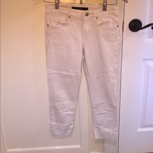 Cropped white jeans