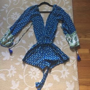 Faithful the Brand Vision Romper in Indigo Print