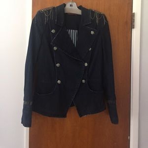 Alice & Olivia Jean Jacket with Shoulder Detailing