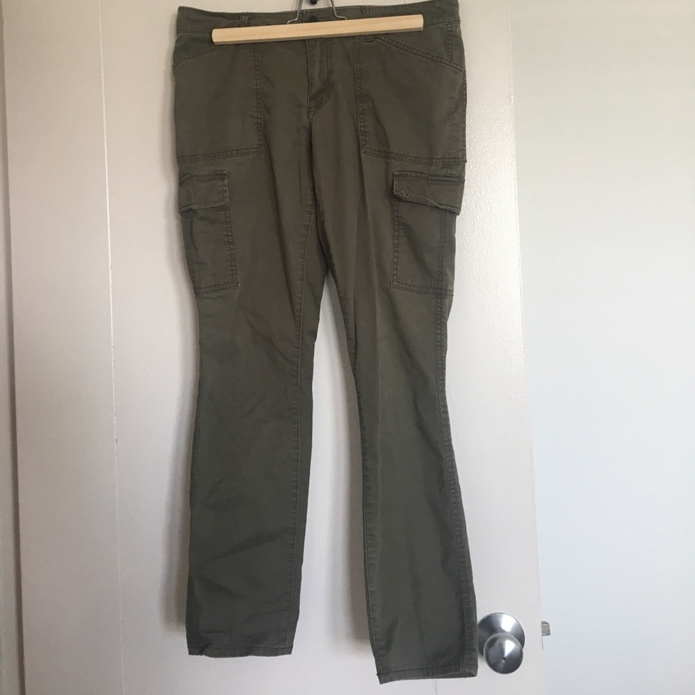 GAP skinny boyfriend khakis in faded olive green