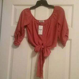 Rose crop top with tie
