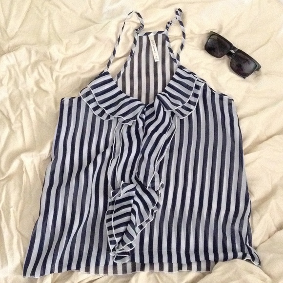 Blue & white stripe summer top - Picture 2 of 4