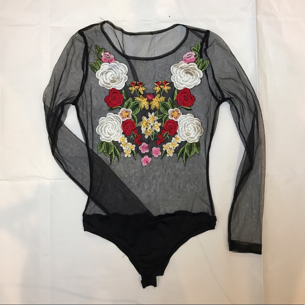 🌹 MESH EMBROIDERED BODY SUIT