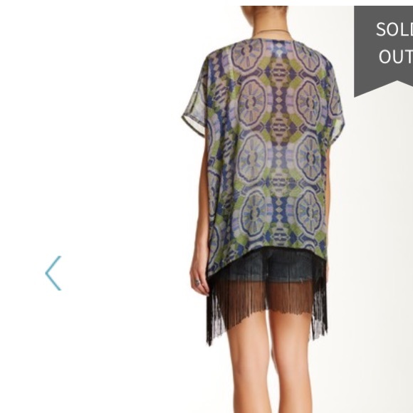 NWOT Kitara printed fringe Kimono cover up SZ -OS - Picture 5 of 6