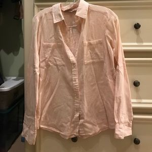 Blush linen button down top