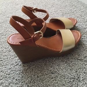 American Eagle Gold and Tan Wedges