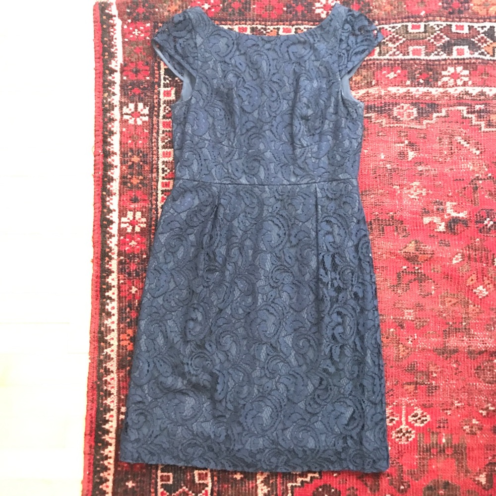 J.Crew Petite Elsa Dress in Leavers lace (navy)