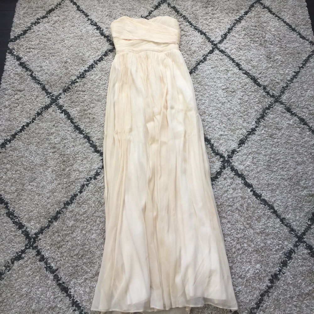J Crew Champagne Long Strapless Bridesmaids Dress