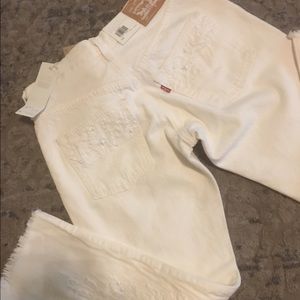 white embellished vintage style high waisted 501