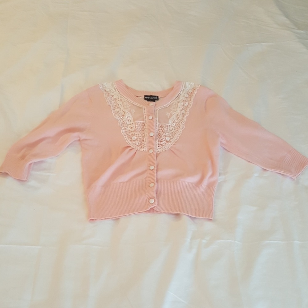 Wet Seal light pink crop cardigan