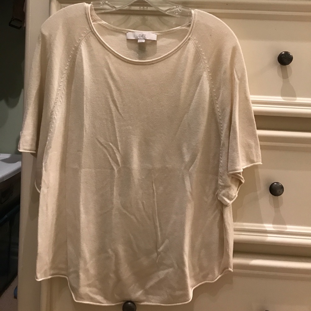 Cream slouchy short sleeve sweater