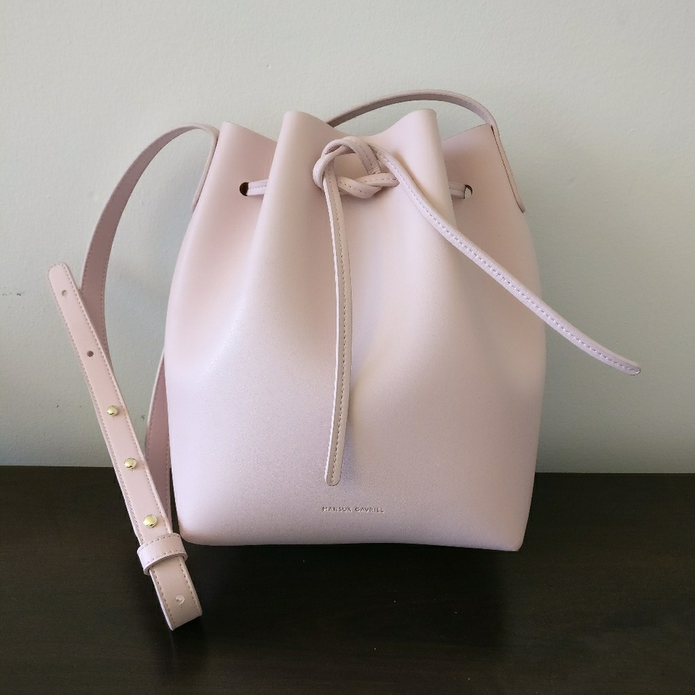 Mansur rosa pink bucket shoulder crossbody bag