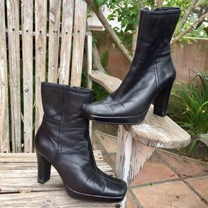 Nine West black ankle boots with flared heel