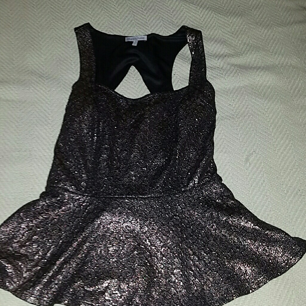 Purple metallic going out shirt with strapy back