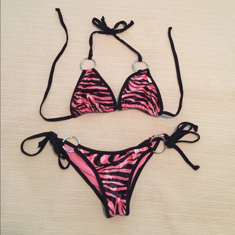 Pink & Black Shimmer Zebra Bikini