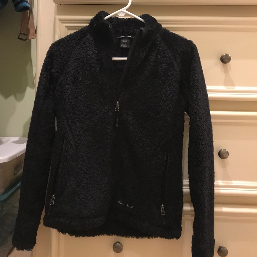 Fuzzy warm black marmot jacket