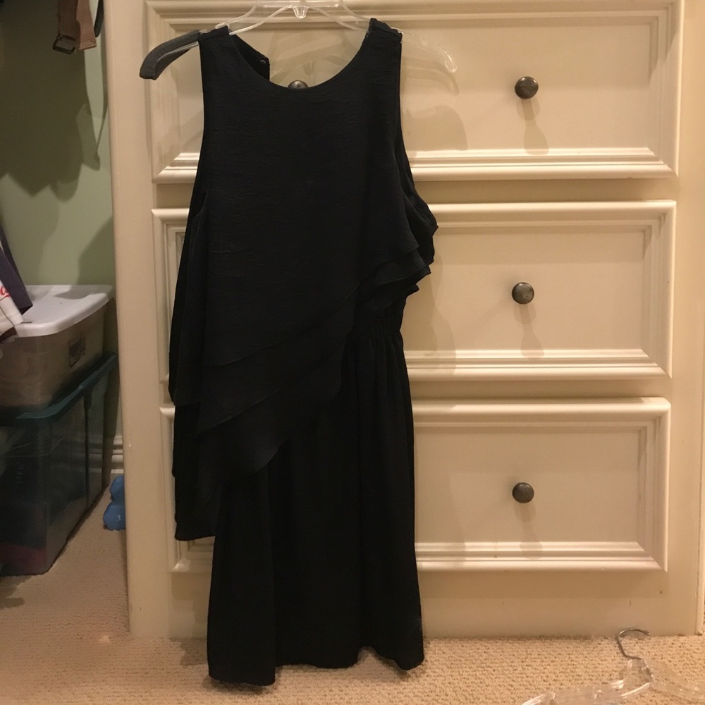 Black zara tiered dress with elastic waist
