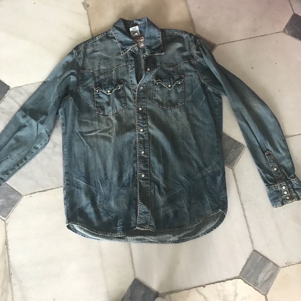 True religion denim button up shirt