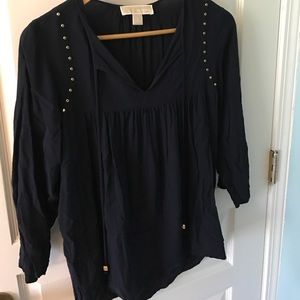 Michael Kors navy blue top with gold detail