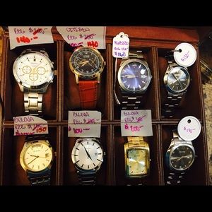 5 BULOVA, 2 SEIKO, and 1 CITIZEN men's watches