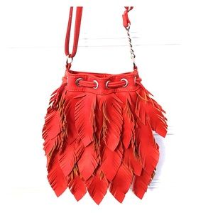 Carlos Santana cognac leaf bag. 100% polyurethane