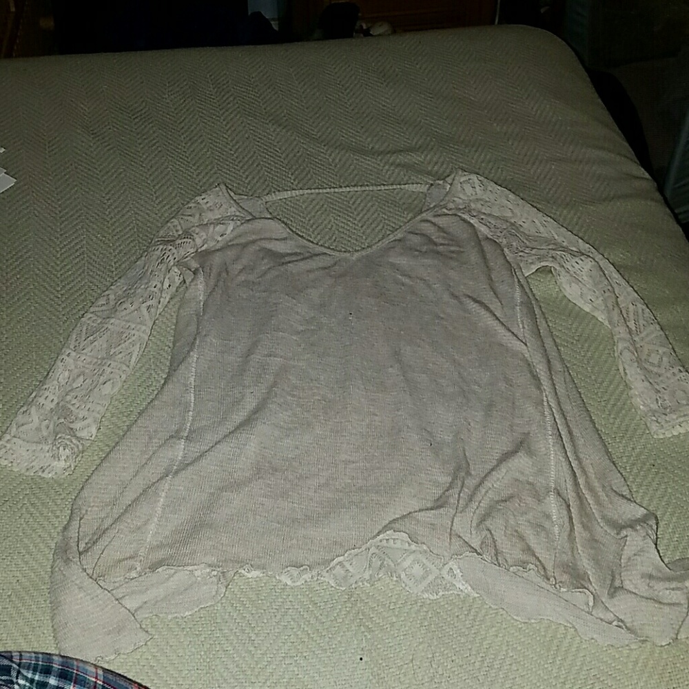 Knit sweater with lace detailing