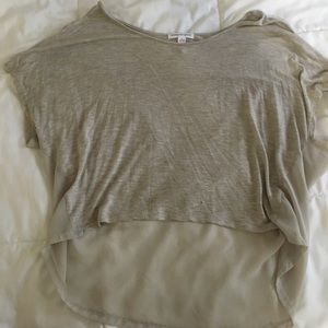 creamish, gray color t shirt with a sheer back