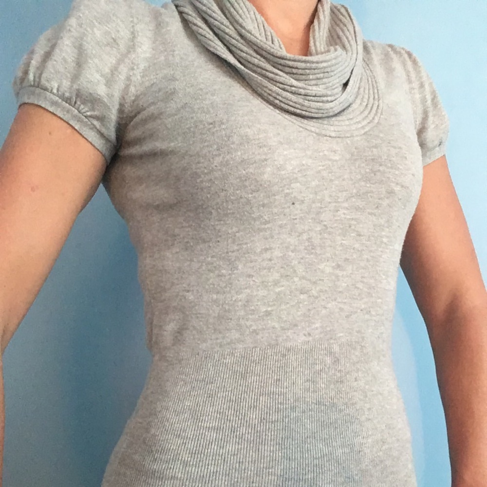 Express gray top with scarf neckline