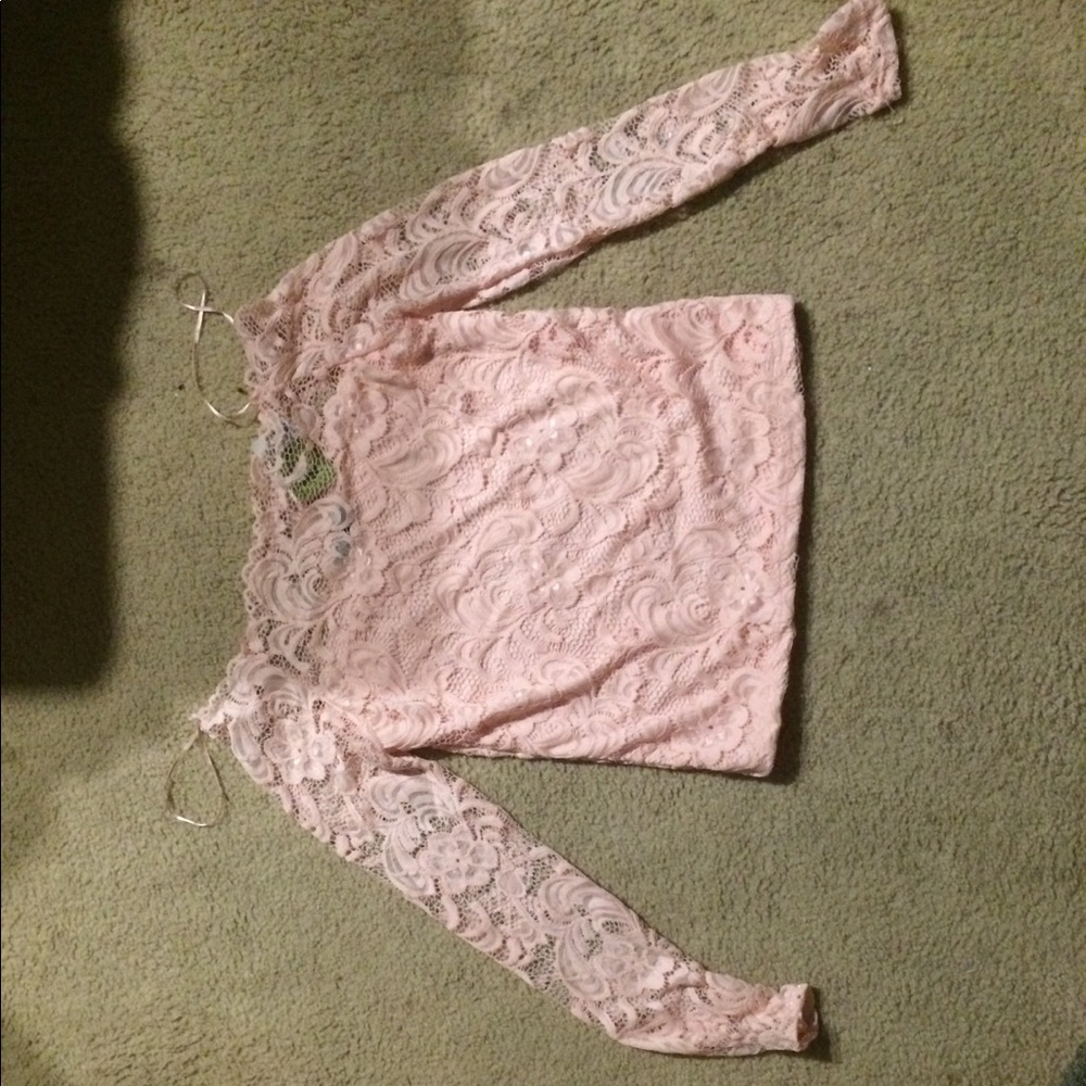Pink lace crop top