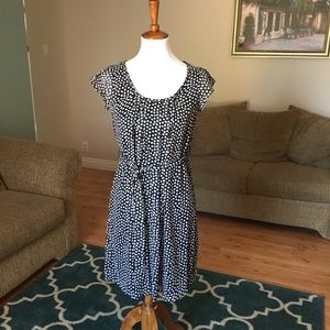 Black and white polka dot dress with waist tie