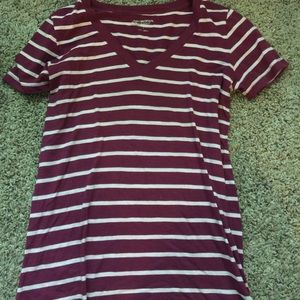 Maroon and light pink striped TSHIRT