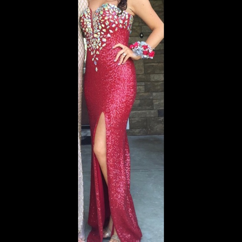 La Femme red sequin Prom or Pageant gown