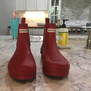 Hunter Rain Booties - red