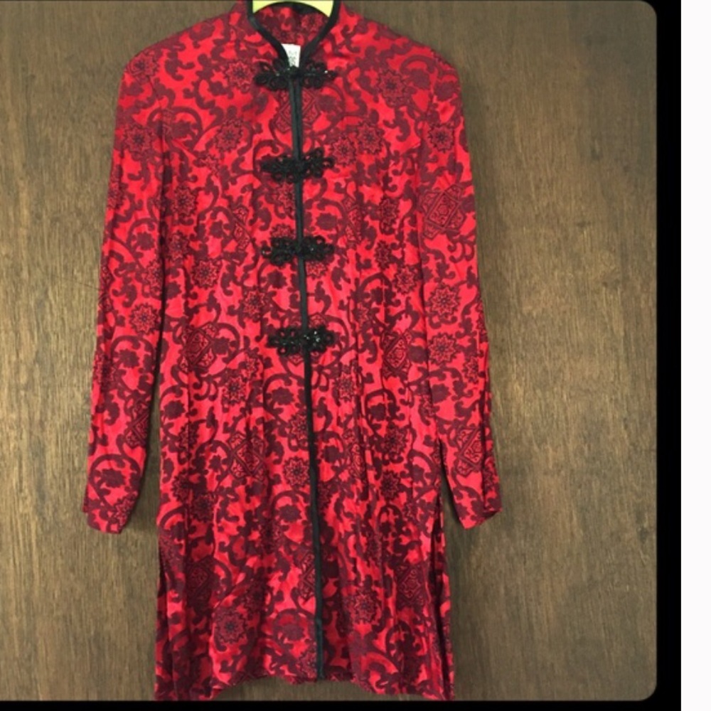 🆕🌹VINTAGE ASIAN INSPIRED STUNNING RED TUNIC, XSP