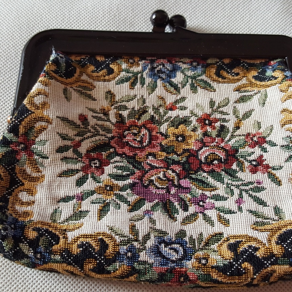 WOMENS~VINTAGE~HANDMADE TAPESTRY CLUTCH HANDBAG~7"X5" - Picture 3 of 7