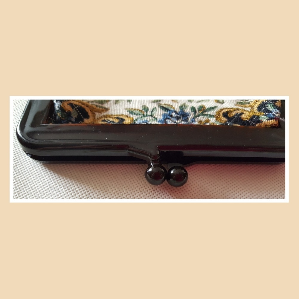 WOMENS~VINTAGE~HANDMADE TAPESTRY CLUTCH HANDBAG~7"X5" - Picture 5 of 7