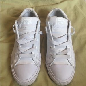 White fux leather Converse