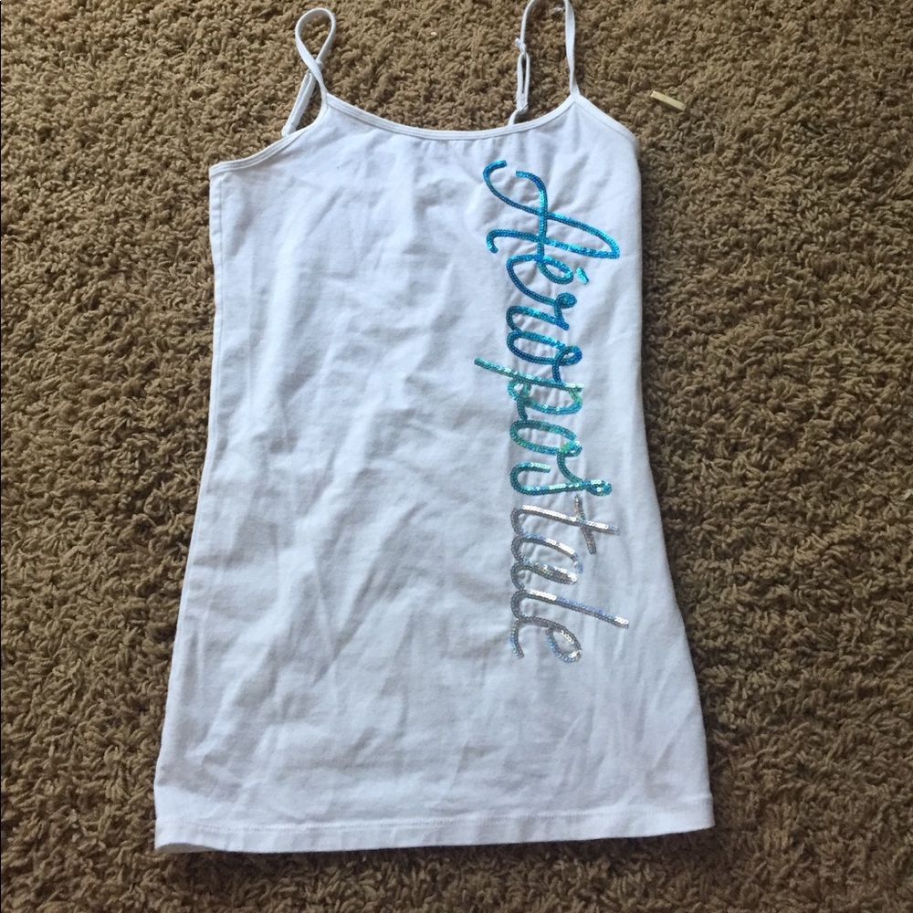 Aeropostale White Sequined Tank Top
