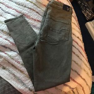 American eagle sky high jegging-olive green size 8
