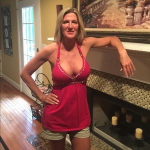 Pink Studded Halter Top