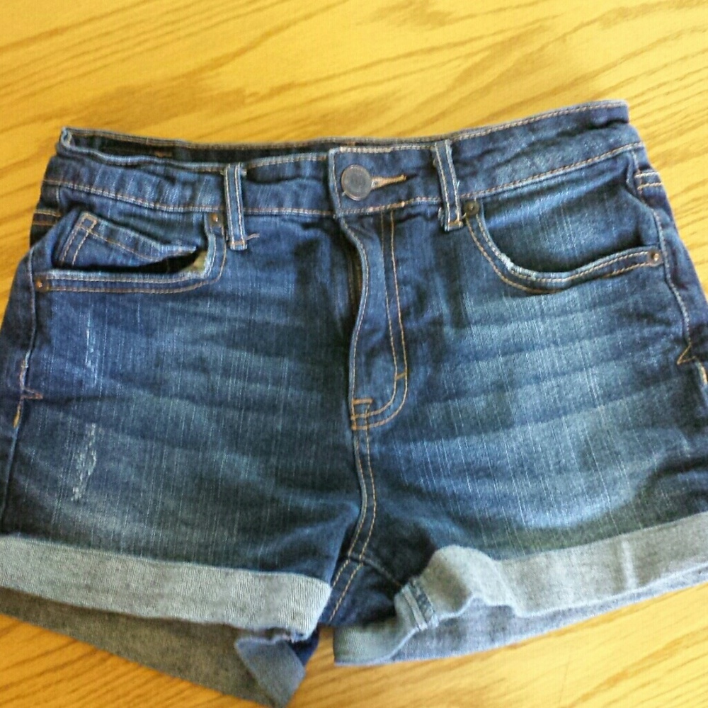 Aeropostale High Waisted Midi Denim Shorts