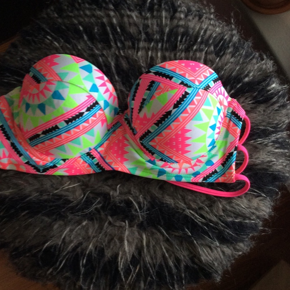Neon Tribal Print Bikini Top