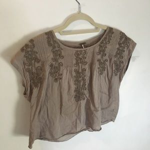 Free people taupe blouse with detailing