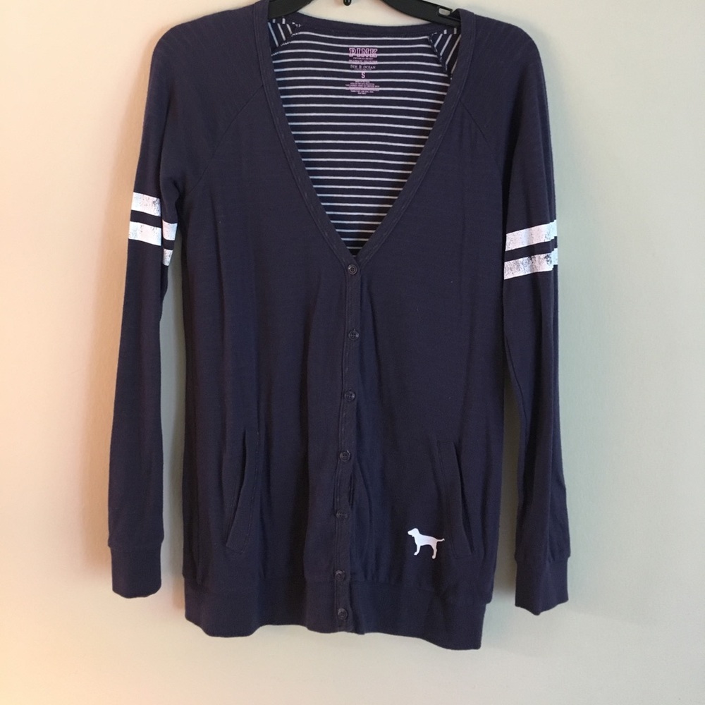 Navy collegiate cardigan university of Michigan