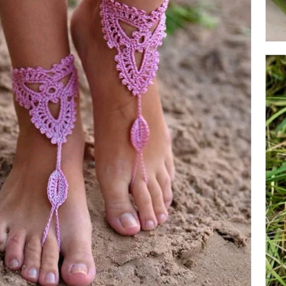 ❤️Pretty in Pink Barefoot Sandals!🌴🌊😱