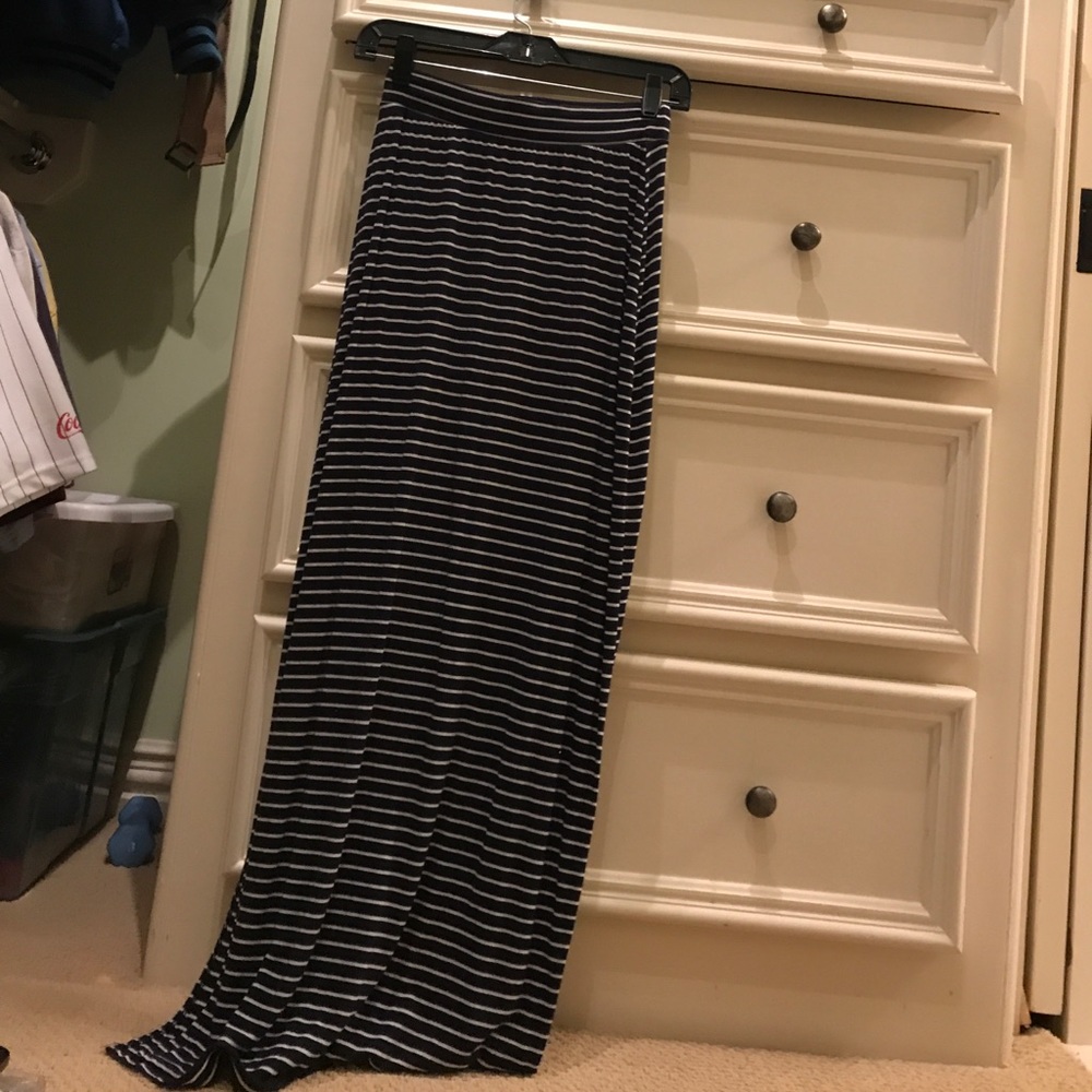 Zara blue and white stripe maxi skirt