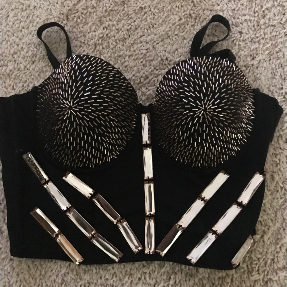 Black and gold Bustier Spiked Top